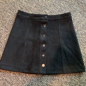 Suede button up skirt